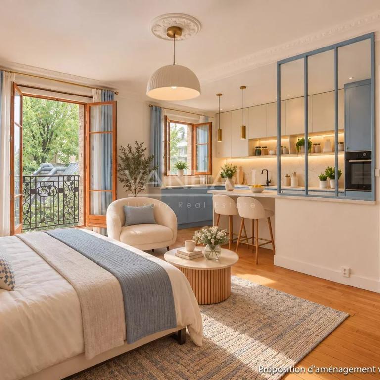 Paris XVIIIe : Studio calme et sans vis à vis, vue ciel et verdure