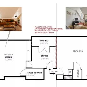 Paris VII - Verneuil - Appartement deux pièces (à réunir) traver