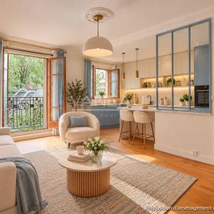Paris XVIIIe : Studio calme et sans vis à vis, vue ciel et verdure