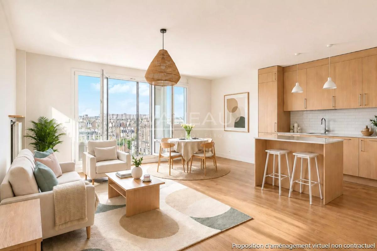 PARIS XVe - Mairie : Appartement avec balcons et vue dégagée sur