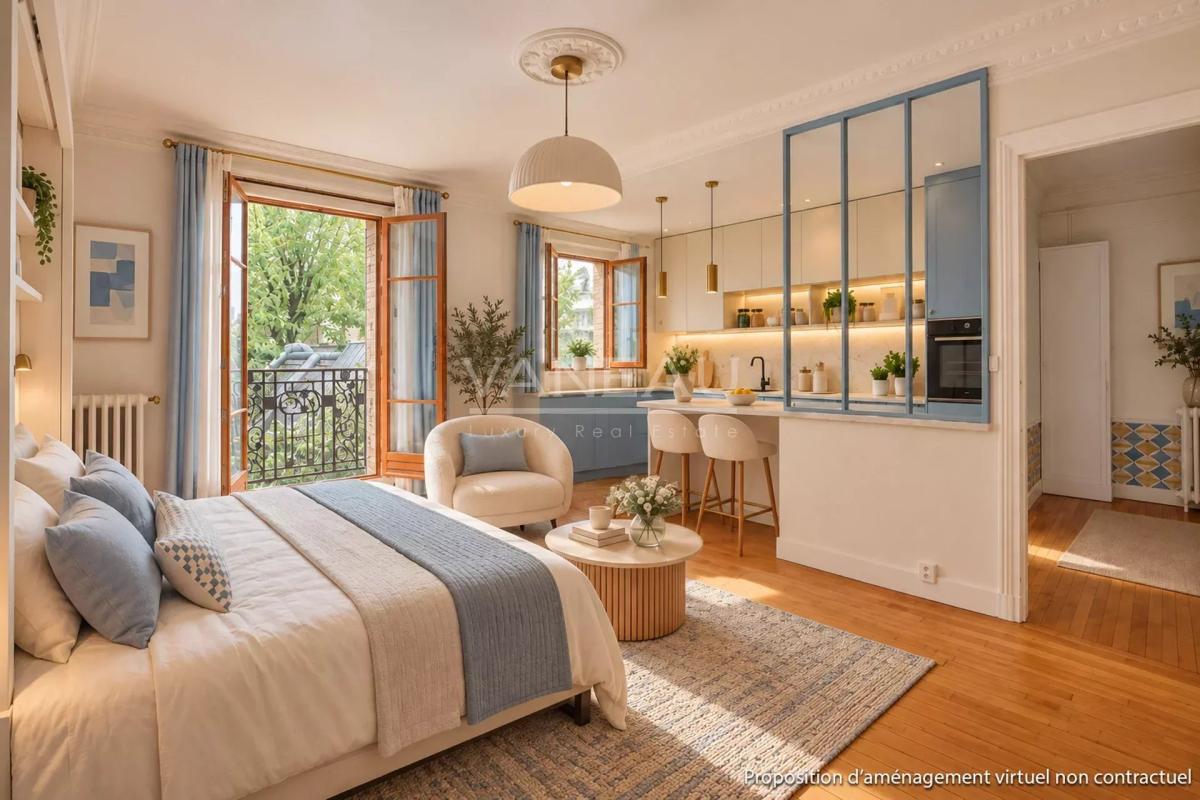 Paris XVIIIe : Studio calme et sans vis à vis, vue ciel et verdure